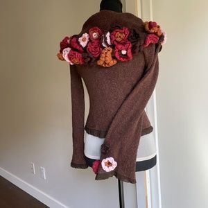 Front tie wrap sweater with collar